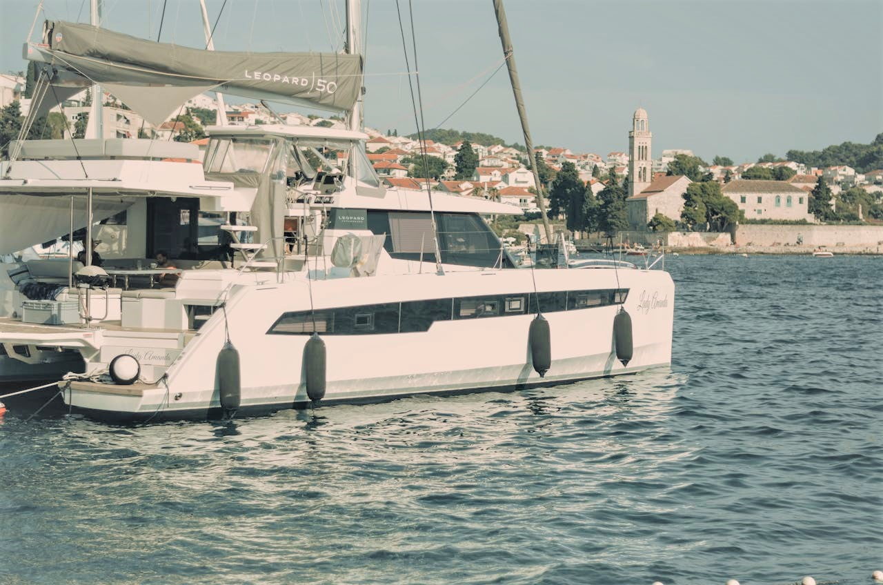 best Adriatic yacht charter 2025, Croatia, Catamaran, Leopard50, Hvar, Harbour, yacht,